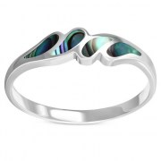 Abalone Sea Shell Silver Drops Ring, r478